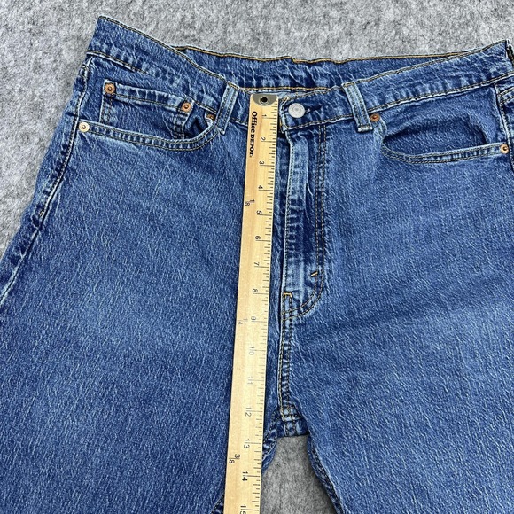 Levis 505 Jeans Mens 36x32 Blue Regular Straight Stretch Denim Pants Actual35x30 - Picture 15 of 16